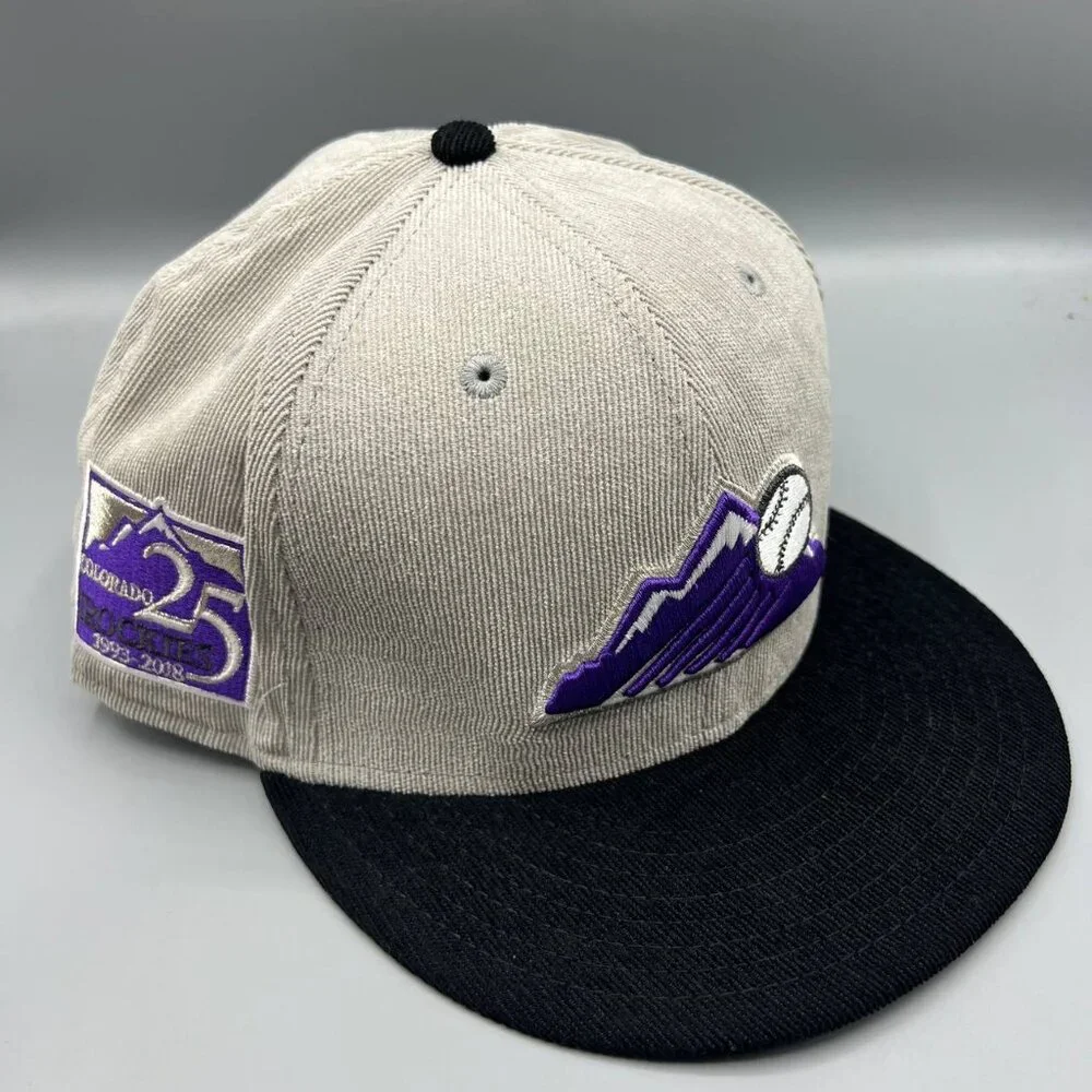 Colorado Rockies Hat Men 7 5/8‎ Gray Black 59Fifty New Era Fitted Cap New